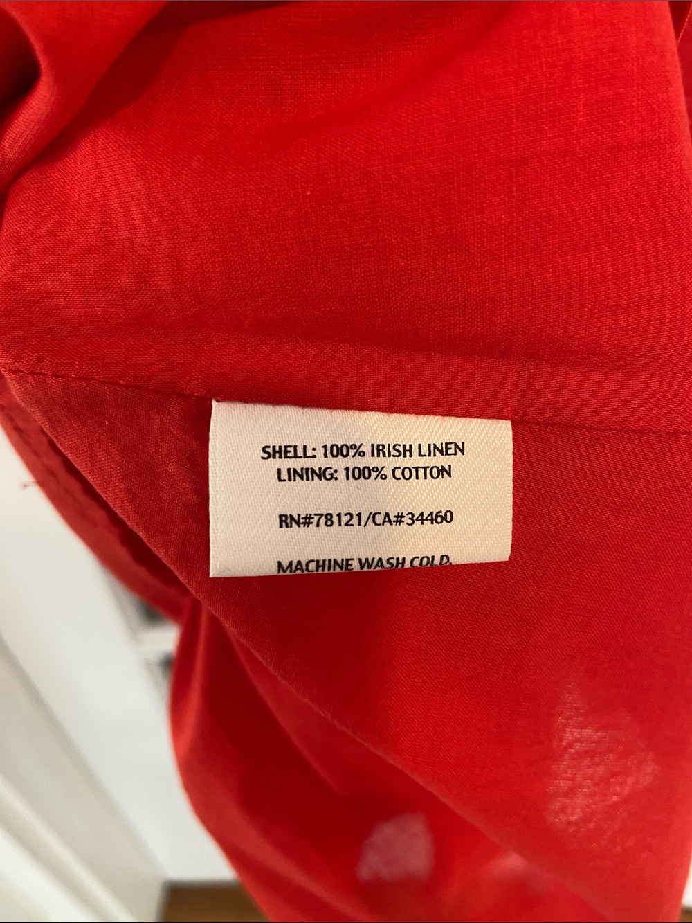 Eileen Fisher Bright Red Sleeveless Irish Linen Midi Dress - Picture 5 of 5